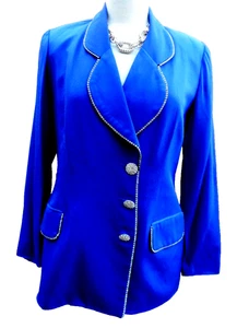 Vintage Katherine Bishop Barbiecore blau Strass Regencycore Filmstar Jacke 8 - Bild 1 von 5