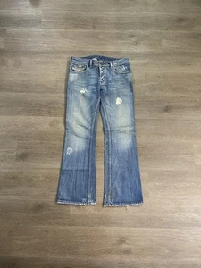 Y2K Diesel Zathan Jeans Men's 33 x 32 Flare Faded Distressed Italy Denim - Picture 1 of 10