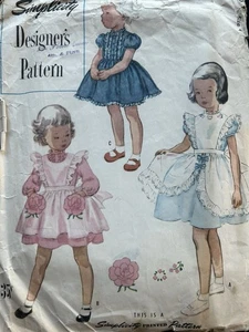 Simplicity Designers Sewing Pattern 8343 Girls Dress & Pinafore Sz 4 - Picture 1 of 3