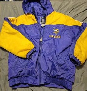 Chaqueta acolchada con capucha Minnesota Vikings talla juvenil XL 18-20 NFL cosas genuinas de colección - Imagen 1 de 21
