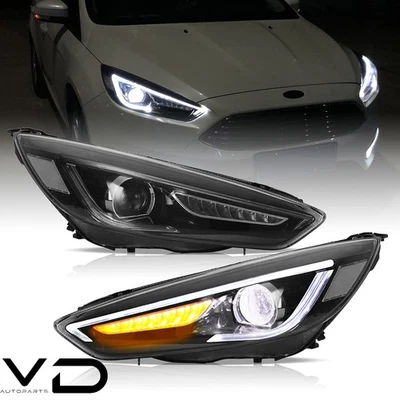 VLAND LED Projector Head Lights Fit Ford Focus ST/RS 2015-2018 LED DRL Animation - image 1 of 4