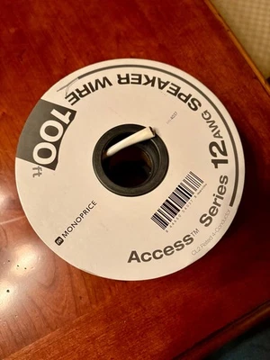 Cable de altavoz Monoprice, clasificación CL2, 4 conductores, 12 AWG, 100 pies, blanco Foto 1 de 3