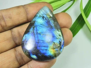 36X49MM  Blue Labradorite Pear Shape Cabochon Loose Natural Gemstone 104Cts. M70 - Bild 1 von 9