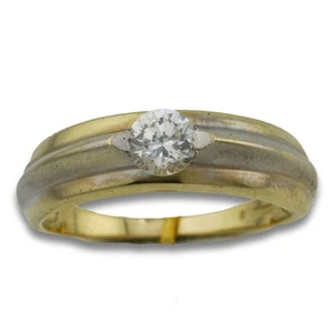 Bicolor Solitär Gold Ring 333 8 Kt Gelbgold Weißgold Gr. 58 Goldring Wert 390,- - Bild 1 von 6