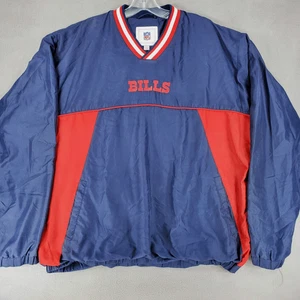 Vintage Buffalo Bills Pullover Jacket Windbreaker Men XL Blue Red NFL Lined Logo - Picture 1 of 7