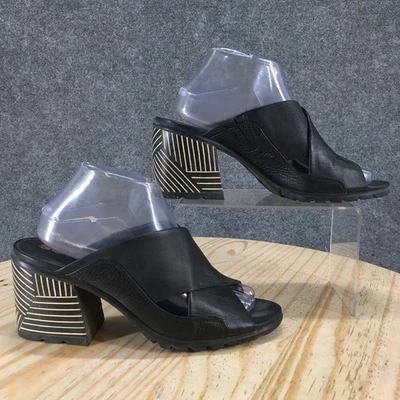 Sandalias Sorel para mujer 9,5 Nadia informales sin cordones punta abierta mula tacones de cuero negros Foto 1 de 4