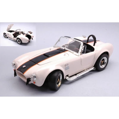 SHELBY COBRA 427 S/C 1964 CREAM WITH BLACK STRIPES 1:18 Lucky Die Cast Auto Stra - Immagine 1 di 3