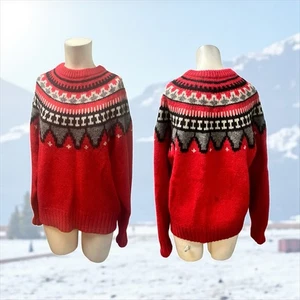 Woolnich, Damen, Pullover Winter, rot-grau, Größe L, Wollangora, Langarm, Pullover.! - Bild 1 von 10