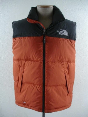 Men's M The North Face Nuptse 700 Goose Down Fill Puffer Vest Jacket Orange Gray - Image 1 of 4