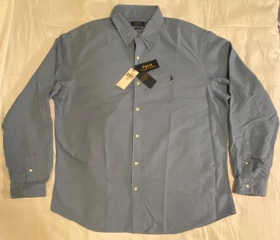 NWT! Polo Ralph Lauren Classic Oxford Shirt Men's XXL Blue Cotton Classic Fit - Image 1 of 4