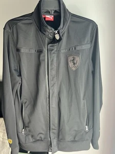 Puma Sports Lifestyle Men Zip Up Blouse Medium Ferrari Logo Black Pockets Zipper - Picture 1 of 10