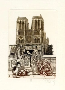 Original Art Print Etching Ex libris Bookplate by Ven Zoltan, Hungary - Picture 1 of 1