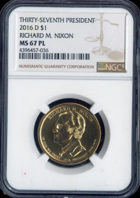 2016-D Richard Nixon Dollar NGC MS67 PL - 37th U.S President - Image 1 of 2
