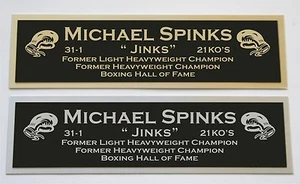 Michael Spinks nameplate for signed boxing gloves trunks photo - Picture 1 of 2