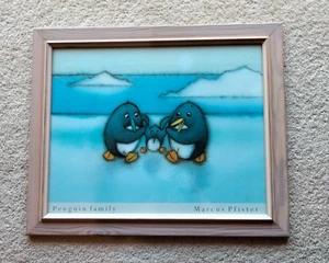 Marcus Pfister - "Penguin Family" Framed PrintUnder Glass - 19" x 23.5" - Picture 1 of 8