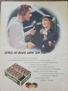 Barra de caramelo de chocolate de la Vía Láctea 1943 mujer uniforme de la Marina WAV anuncio de colección - Imagen 1 de 1