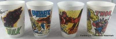 Lote de (4) 1977 Marvel 7 Eleven Slurpee Cup Thor Hulk Fantastic Four Daredevil Foto 1 de 4