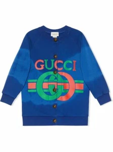 Gucci Kids Royal Blue Dye Cotton Button-up Sweatshirt 10 Women XS 575177 4301 - Picture 1 of 6
