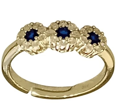 Anello in Argento925  Fiori  con Pietre Blu e Bianche - Immagine 1 di 2