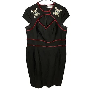 Hell Bunny Vixen Black Skull Wiggle Dress Size XXXL 3XL Goth Dark Romantic Pinup - Bild 1 von 8
