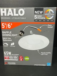 NEW HALO 5 Color Changing 5"/6" Baffle Downlight Bulb & Trim Replacement 65Watts - Picture 1 of 8
