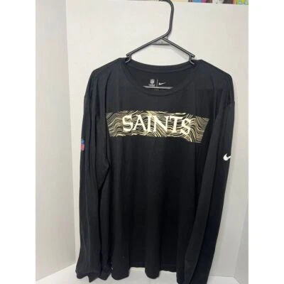 Nike NFL Saints Black Performance Athletic Long Sleeve Dri-Fit Training Shirt - Image 1 of 4