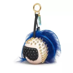 Fendi Authentic Monster Panchito Bag Charm Keychain Beige x Blue Leather 8.3cm - Picture 1 of 7