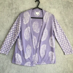 Cárdigan EAST S Lila Cachemira Mezcla de Lino y Algodón Mangas 3/4 Borde a Borde - Imagen 1 de 7