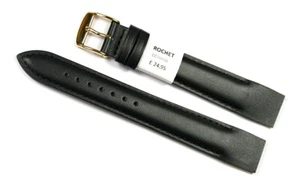 HAND MADE OPEN ENDED LEATHER WATCH STRAP 16MM 18MM BLACK ROCHET HIGH QUALITY NEW - Picture 1 of 12