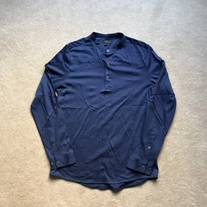 Cos Men’s Long Sleeve Cotton Henley Top Blue Size S - Picture 1 of 9