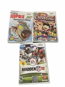You Get All  3 games For Wii. Carnival,madden NFL 10 , Rapala Tournament Fishing - Picture 1 of 1
