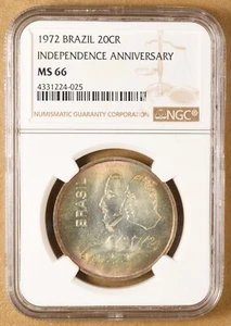 1972 Brazil 20 Cruzeiros 'Independence Anniversary' NGC MS66 - Picture 1 of 2