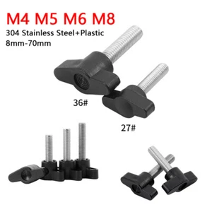 M4 M5 M6 M8 Clamping Thumb Screw Tee Wing Knob Head Hand Grip Bolt Plastic Black - Picture 1 of 9