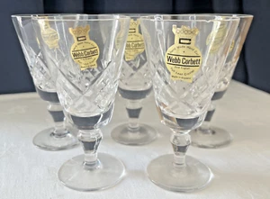 5 x Webb Corbett Crystal Sherry Glasses – Etched Base, Vintage Liqueur Set - Picture 1 of 4