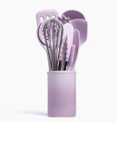 12Pc Silicone Kitchen Utensils with Stainless Steel Handles and Ceramic Holder - Picture 1 of 3