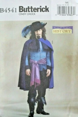 Butterick 4541 Men's Musketeer Pirate Making History Sewing Pattern 34-36-38 OOP - Image 1 of 2