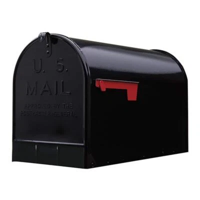 Post Mount Mailbox Black Extra Large Rust-Resistant Steel Adjustable Door Latch - Image 1 of 4