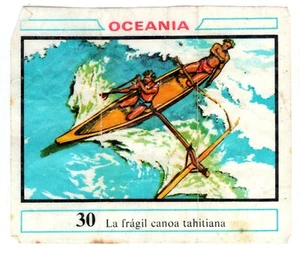 CANOA TAHITIANA #30 CROMO OCEANIA 1968 DUNKIN RECUPERADO DE ALBUM - Imagen 1 de 2
