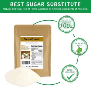 PURE STEVIA EXTRACT POWDER STEVIOSIDES NATURAL SWEETENER 0 Cal SUGAR SUBSTITUBES - Picture 1 of 49