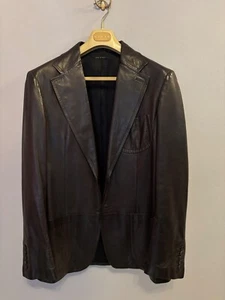 Gucci Black Leather Jacket Blazer IT 52 / US 42 L | Tom Ford Era | Made in Italy - Picture 1 of 10