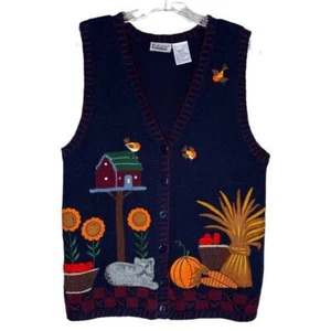 Damen Vintage Herbst Herbst Ernte Kürbis Bauernhof Landhaus Pullover Weste Medium - Bild 1 von 9