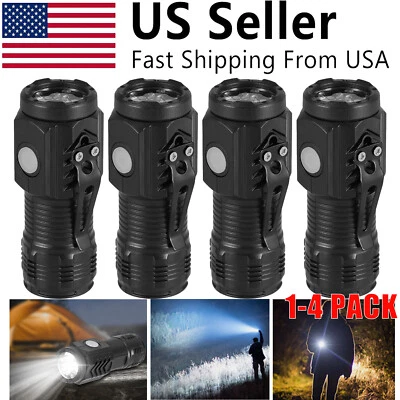 1-4X Super Bright LED Tactical Flashlight USB Rechargeable Lamp 5 Modes Light US