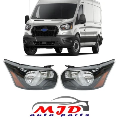 FOR FORD TRANSIT 2015-2022 DRIVER AND PASSENGER SIDE HEADLIGHT HALOGEN BLACK - Image 1 of 4