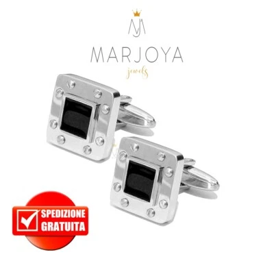 Gemelli quadrati Cuba bullonati neri in acciaio 316 L - Immagine 1 di 4