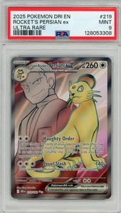 PSA 9 2025 Pokémon Destined Rivals #219 Team Rocket's Persian ex FULL ART HOLO - Picture 1 of 3