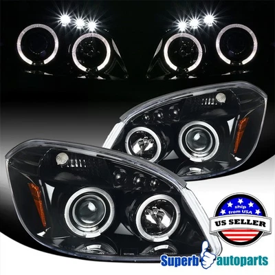 Fits 2005-2010 Cobalt Pontiac G5 Polished Black Projector Headlight LED Bar - Image 1 of 4