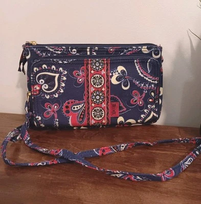 Bolso Bandolera MaggiB Algodón Paisley Rojo Blanco Azul Nuevo con Etiquetas Foto 1 de 4