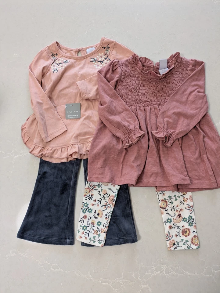 Tahari Baby 4 Pc Outfit Set BNWT Size AU2 Long Sleeve Tops Leggings MixNMatch - image 1 of 4