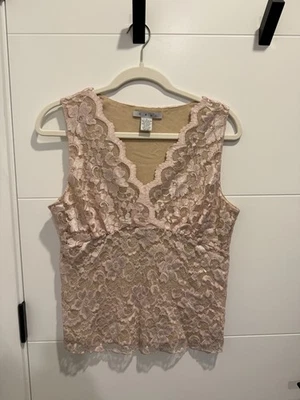 Top Cami CAbi #601 Rubor Rosa Beige Floral Encaje Talla Grande L Foto 1 de 3