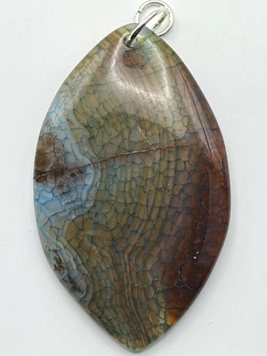 Colgante de ágata dendrítica vena de dragón ¡con AZUL! ¡VER FOTOS! 60 x 38 x 9 mm Foto 1 de 4